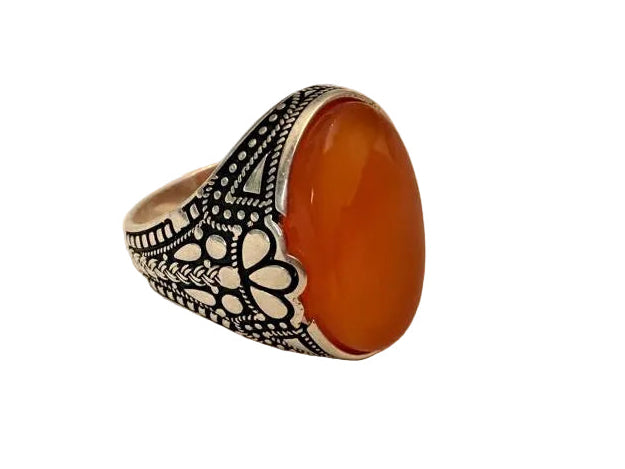 Classic Orange Yemeni Agate Ring