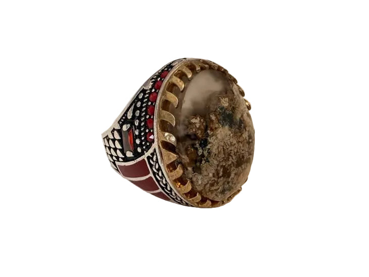 Royal Crown Moss Agate Ring