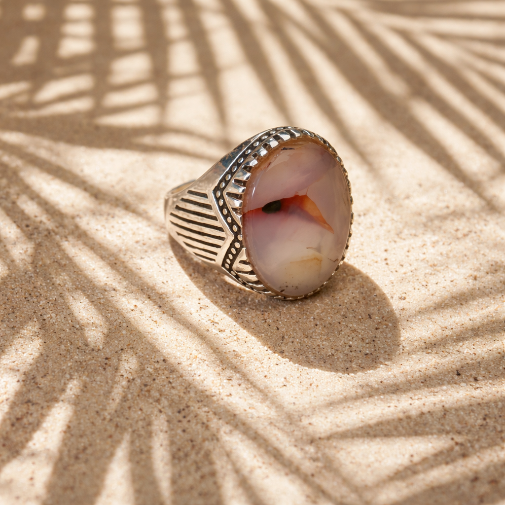 Natural Desert Pattern Agate Ring - One of a Kind