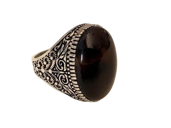 Imperial Dark Agate Ring – 925 Sterling Silver Men’s Edition