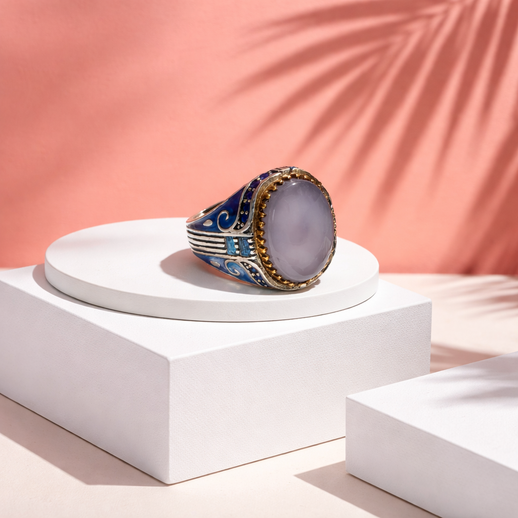 Imperial White Agate Ring