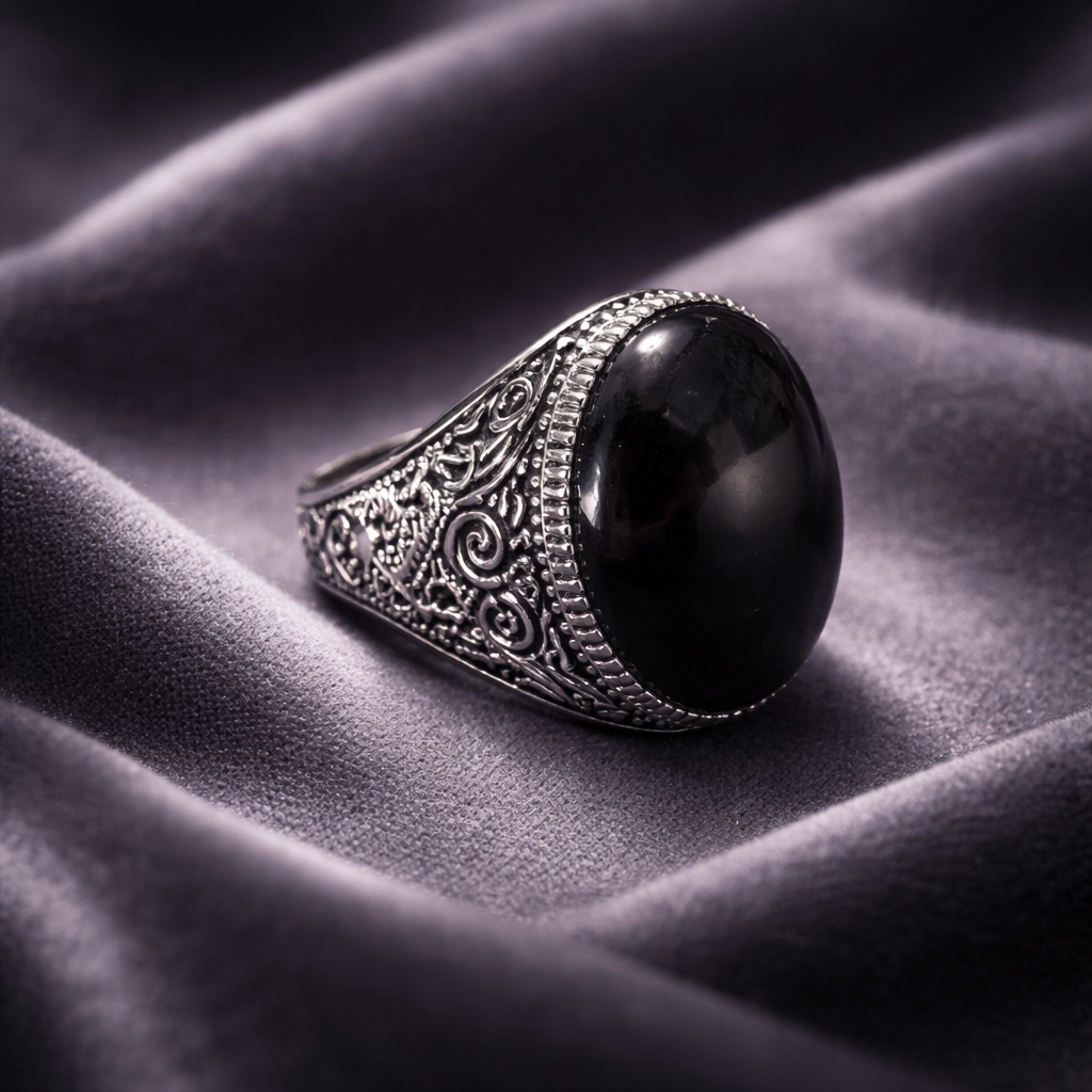 Imperial Dark Agate Ring – 925 Sterling Silver Men’s Edition