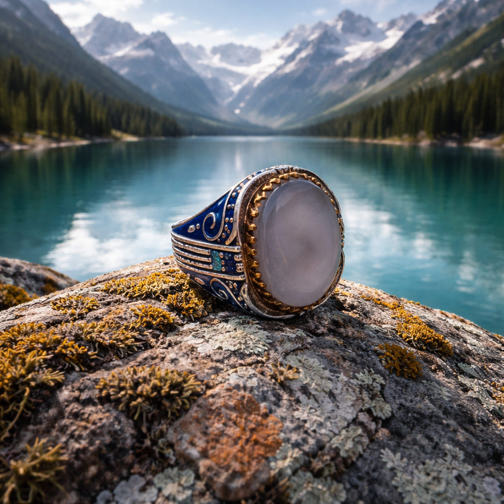 Imperial White Agate Ring