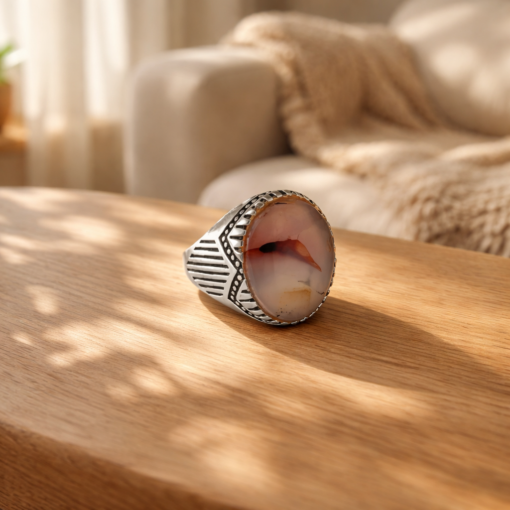 Natural Desert Pattern Agate Ring - One of a Kind