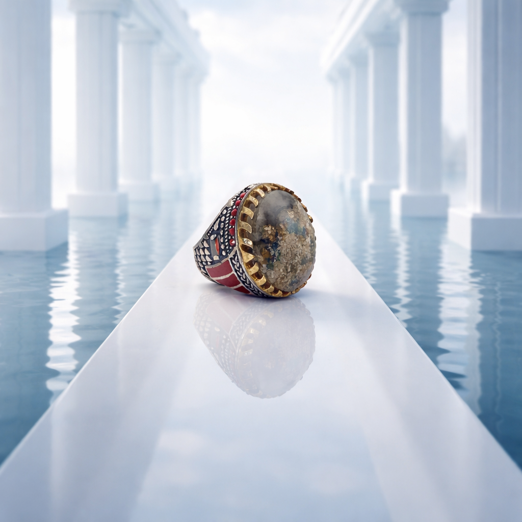 Royal Crown Moss Agate Ring