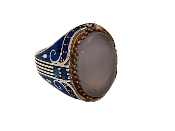 Imperial White Agate Ring