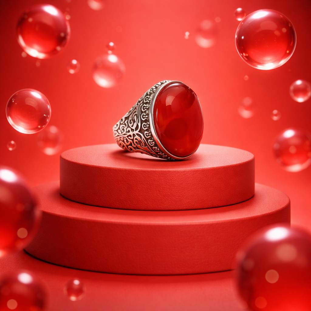 Classic Deep Red Yemeni Agate Ring – Men’s Heritage Edition
