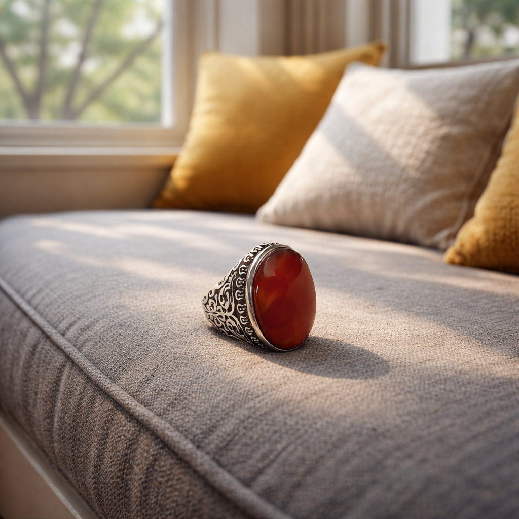 Classic Deep Red Yemeni Agate Ring – Men’s Heritage Edition