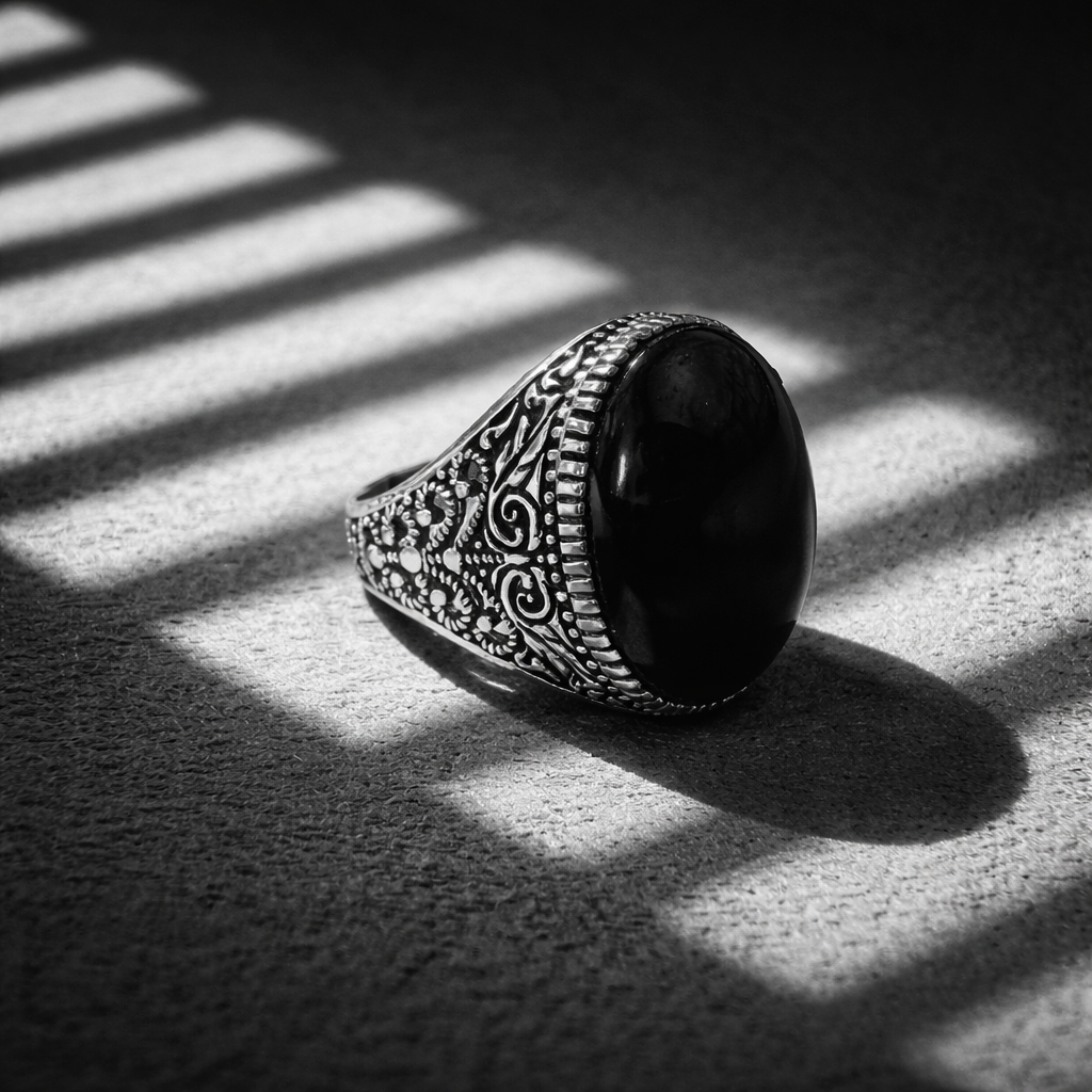 Imperial Dark Agate Ring – 925 Sterling Silver Men’s Edition
