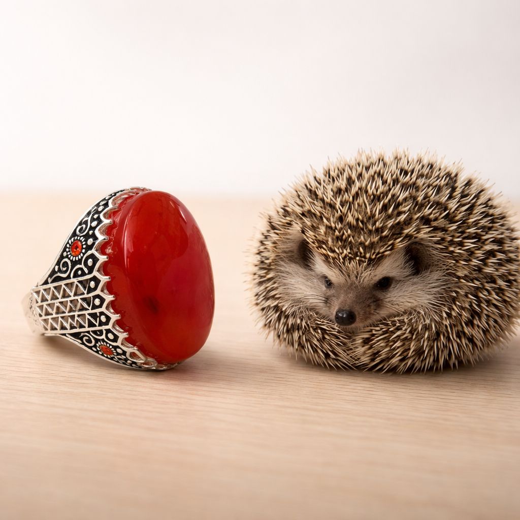 Premium Yemeni Red Agate Ring – Bold Handmade Silver Statement Piece