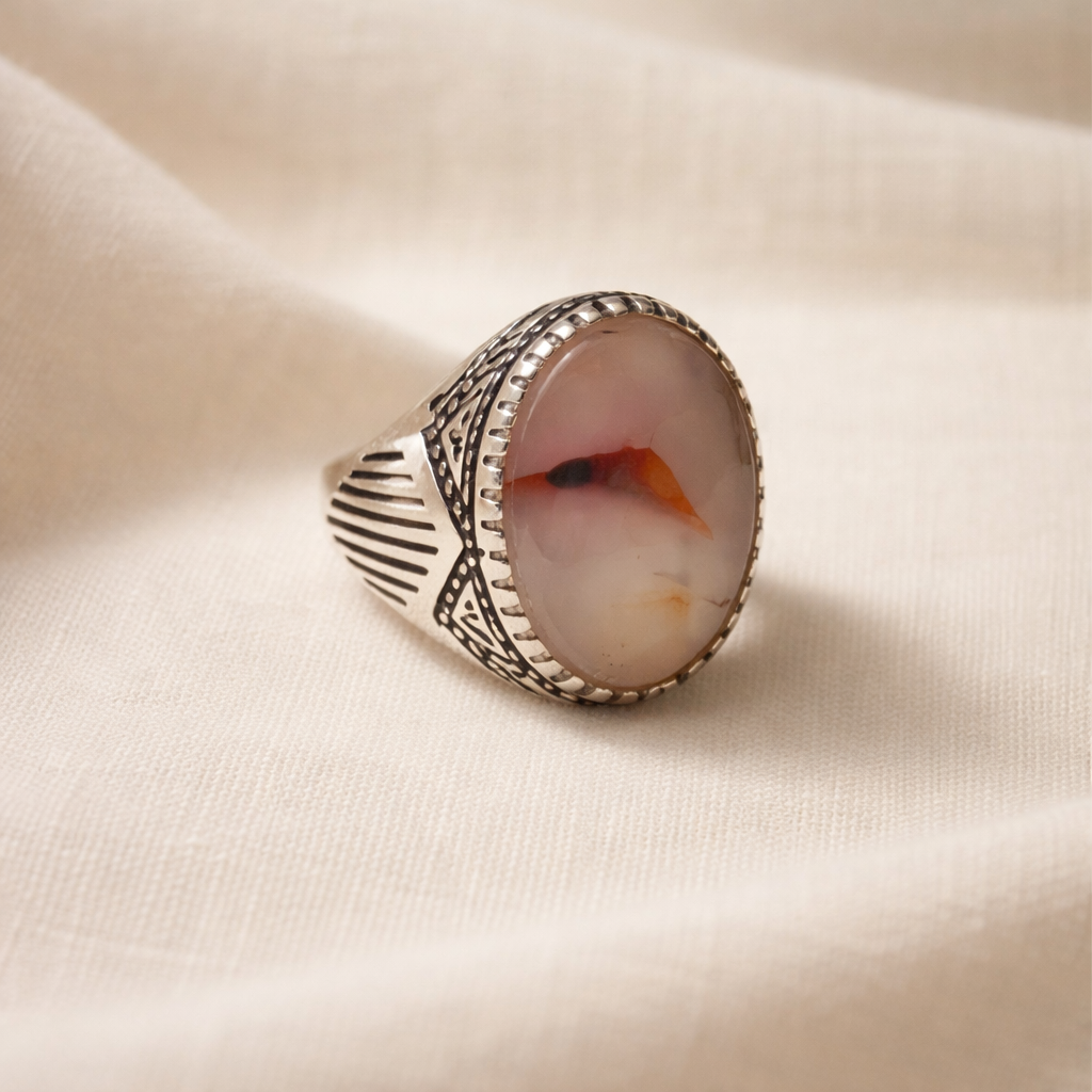 Natural Desert Pattern Agate Ring - One of a Kind