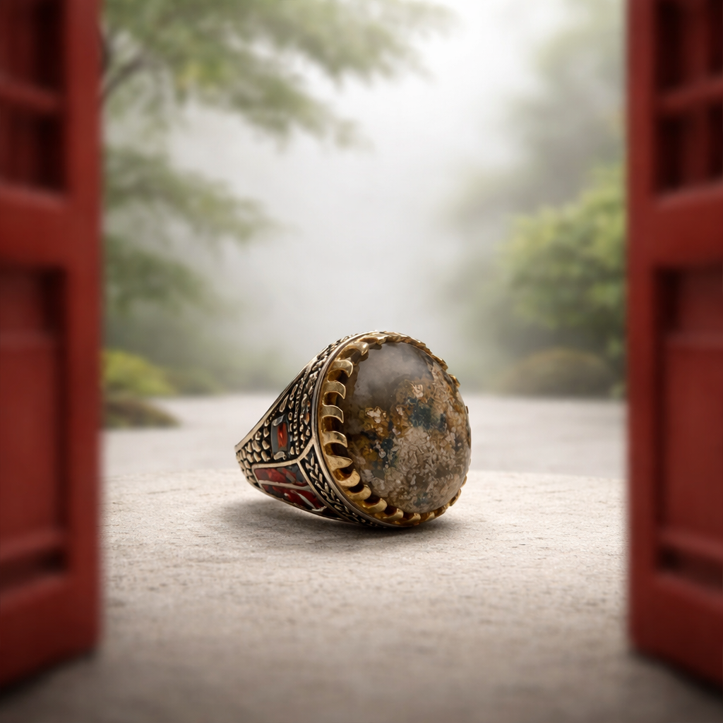 Royal Crown Moss Agate Ring