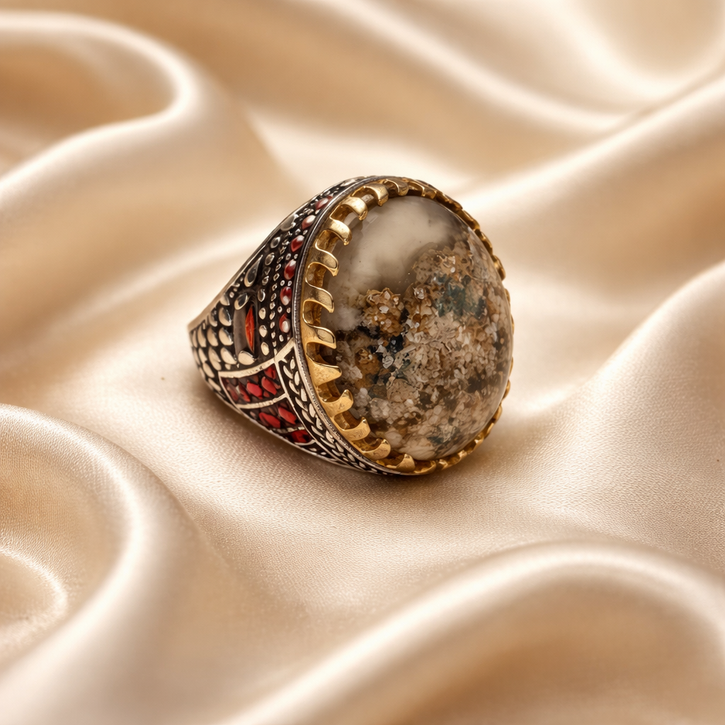 Royal Crown Moss Agate Ring