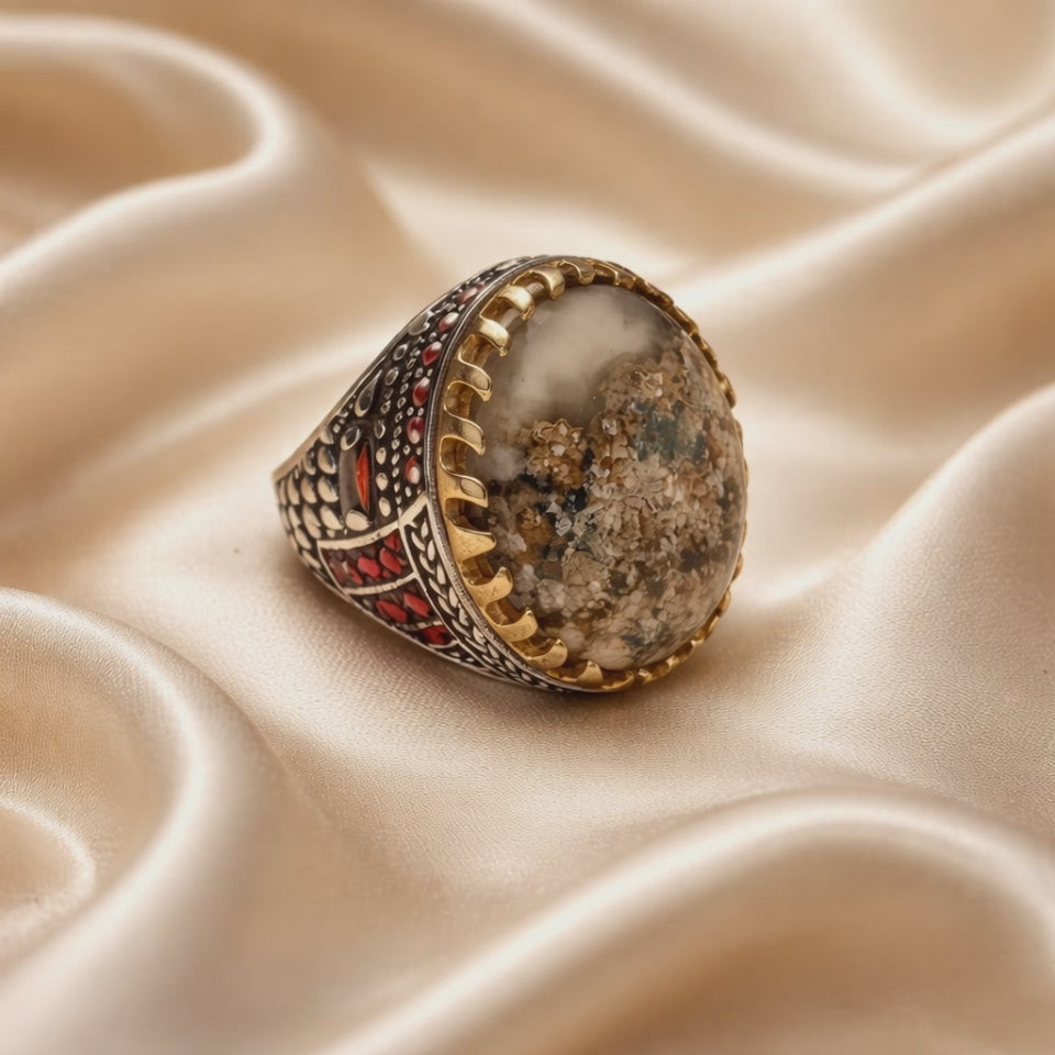 Royal Crown Moss Agate Ring